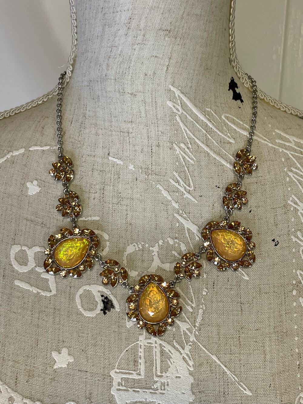 RSVP Womens statement rhinestone Necklace yellow